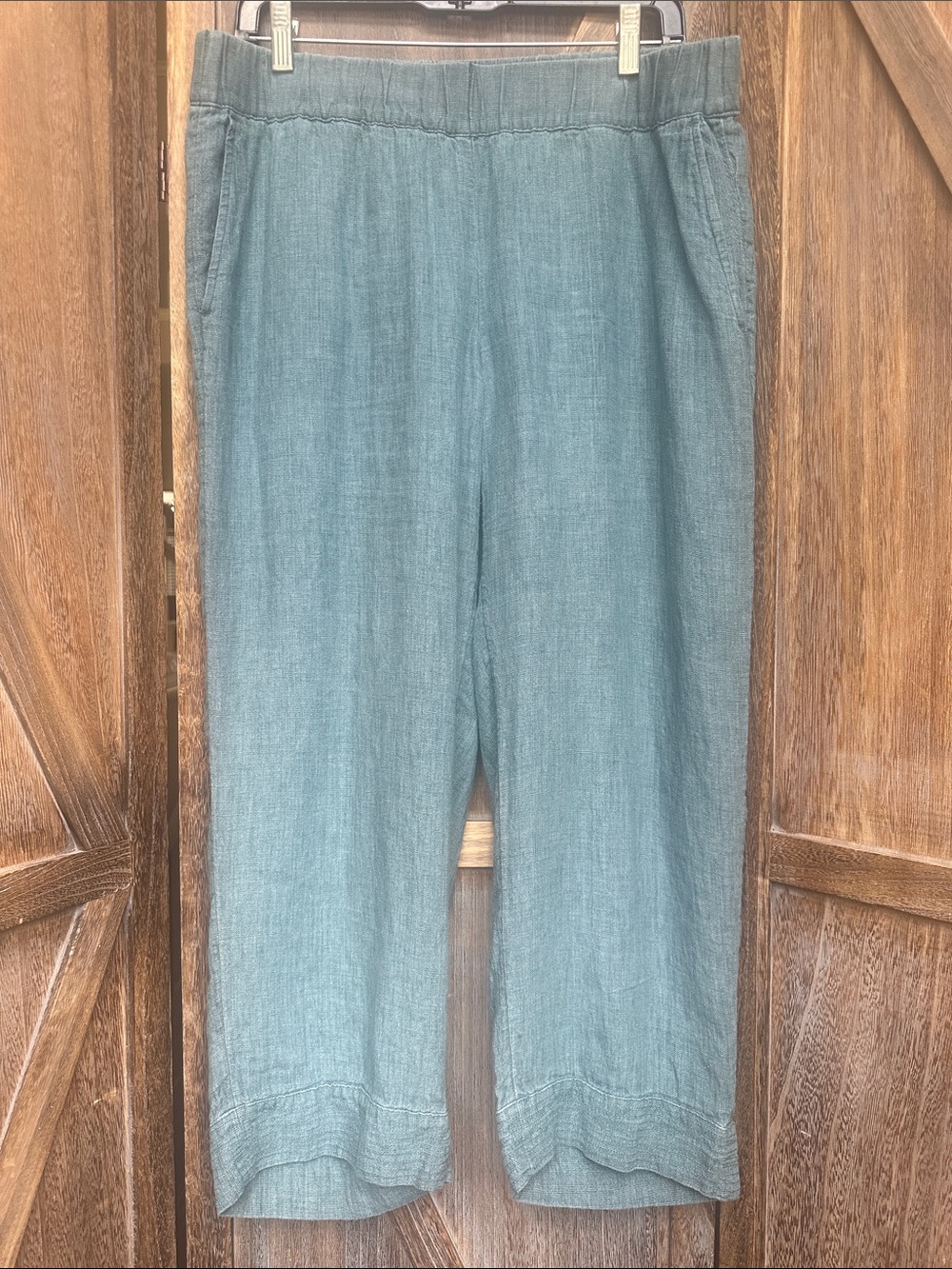 PureJill Linen Women's Wide-Leg Pants in Teal